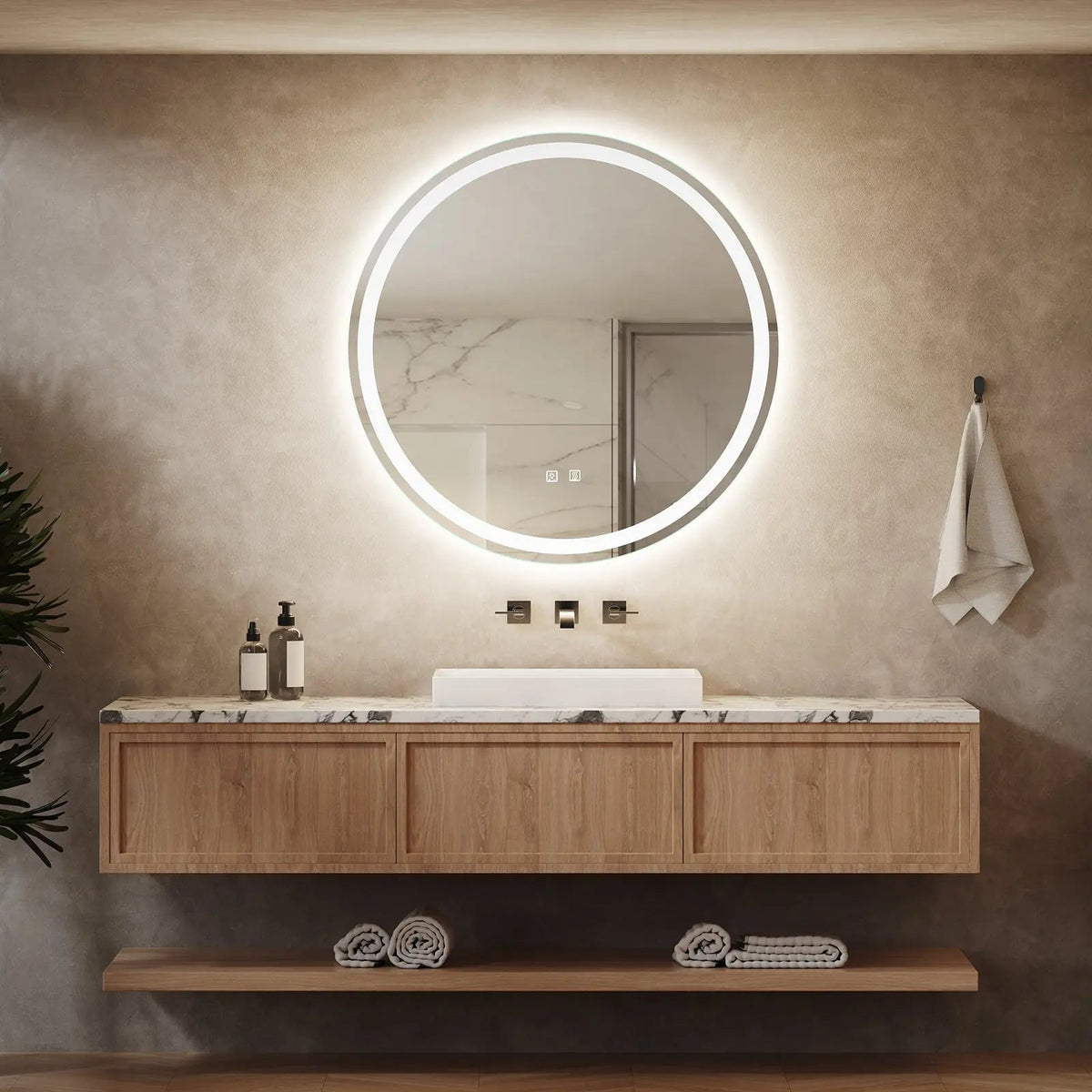 Round Led Mirror Bathroom Vanity Mirror With Dimmable Lights