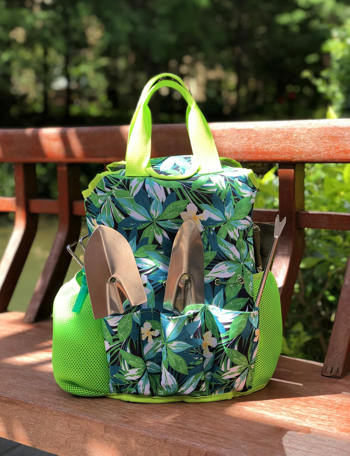 9-Piece Garden Tools Set with Gloves and Colorful Tote - Gardening Kit